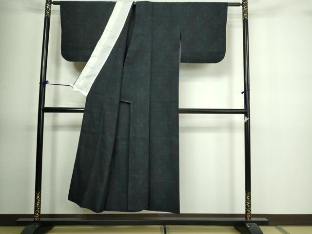 平和屋着物▽結城紬　単衣　舞花文　正絹　逸品　DAAV9854sf
