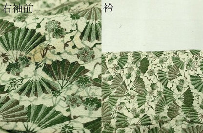平和屋着物▽上質な紬 単衣 舞扇花文 鬼しぼ縮緬 正絹 逸品 DAAV9855sf