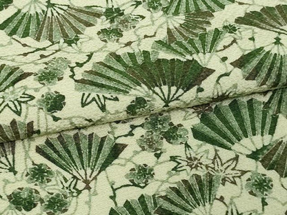平和屋着物▽上質な紬 単衣 舞扇花文 鬼しぼ縮緬 正絹 逸品 DAAV9855sf