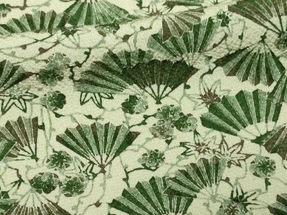 平和屋着物▽上質な紬 単衣 舞扇花文 鬼しぼ縮緬 正絹 逸品 DAAV9855sf