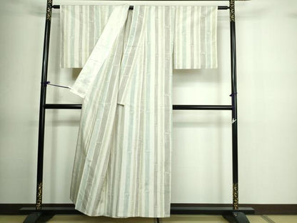 平和屋着物▽上質な紬 単衣 竹間道 正絹 逸品 DAAV9856sf