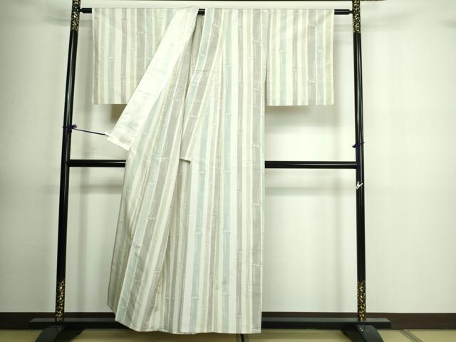 平和屋着物▽上質な紬 単衣 竹間道 正絹 逸品 DAAV9856sf