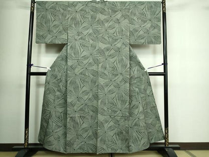 平和屋着物▽上質な紬 単衣 舞花文 正絹 逸品 DAAV9857sf