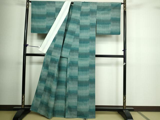 平和屋着物▽上質な紬　単衣　霞文　正絹　逸品　DAAV9859sf
