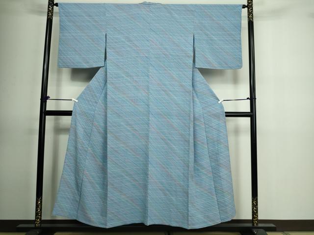 平和屋着物▽小紋 単衣 斜縞 洗える着物 DAAV9861sf
