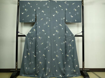 平和屋着物▽上質な小紋 単衣 舞桜文 金通し地 正絹 逸品 DAAV9862sf