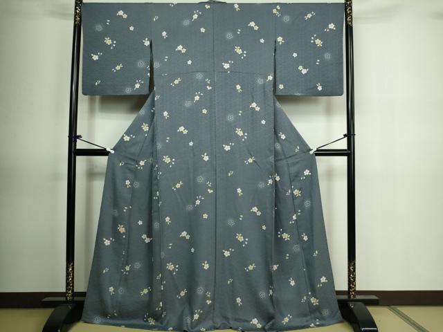 平和屋着物▽上質な小紋 単衣 舞桜文 金通し地 正絹 逸品 DAAV9862sf