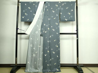平和屋着物▽上質な小紋 単衣 舞桜文 金通し地 正絹 逸品 DAAV9862sf