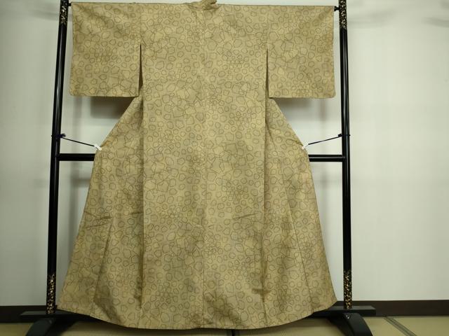 平和屋着物▽上質な紬 単衣 抽象文様 正絹 逸品 DAAV9865sf