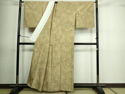 平和屋着物▽上質な紬 単衣 抽象文様 正絹 逸品 DAAV9865sf