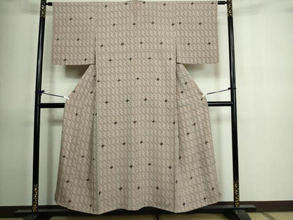 平和屋着物▽上質な小紋 単衣 型染め 花尽くし文 正絹 逸品 DAAV9868sf