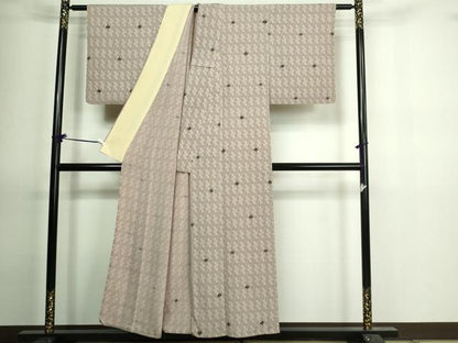 平和屋着物▽上質な小紋 単衣 型染め 花尽くし文 正絹 逸品 DAAV9868sf