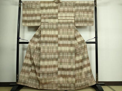 平和屋着物▽上質な紬 単衣 花織 間道 正絹 逸品 DAAV9869sf