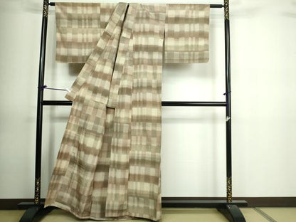 平和屋着物▽上質な紬 単衣 花織 間道 正絹 逸品 DAAV9869sf