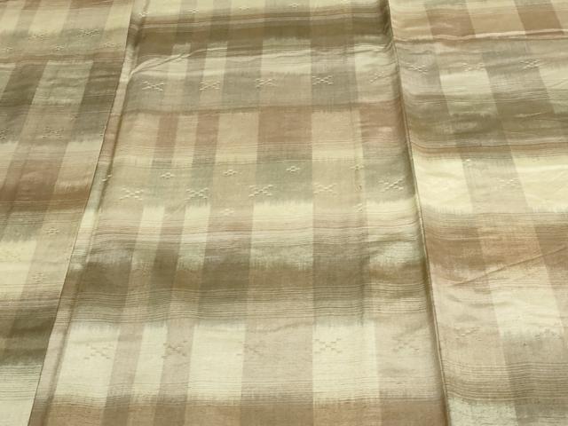 平和屋着物▽上質な紬 単衣 花織 間道 正絹 逸品 DAAV9869sf