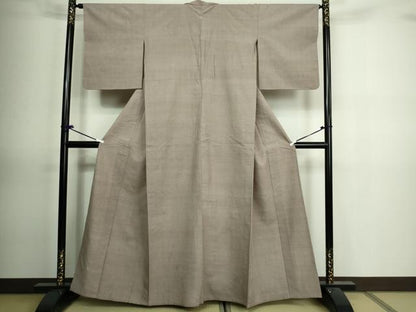 平和屋着物▽結城紬 単衣 白茶色 正絹 逸品 DAAV9870sf