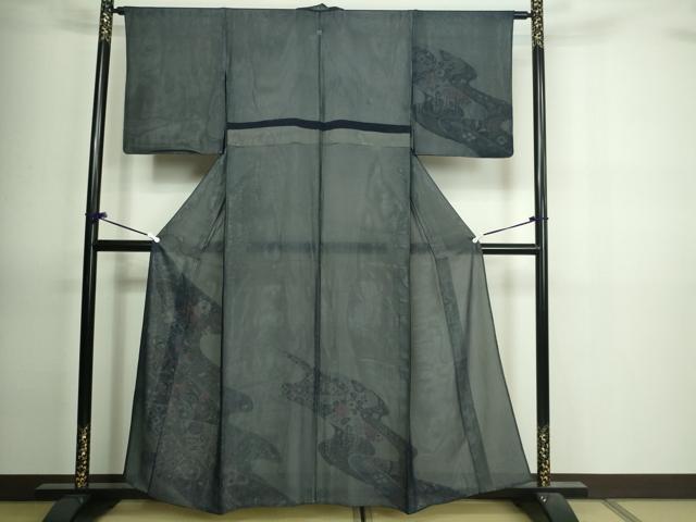 平和屋着物▽訪問着 無双 紗袷 紗×絽 草花文 正絹 逸品 DAAV9871sf