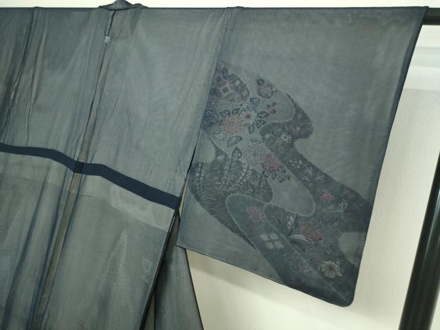 平和屋着物▽訪問着 無双 紗袷 紗×絽 草花文 正絹 逸品 DAAV9871sf