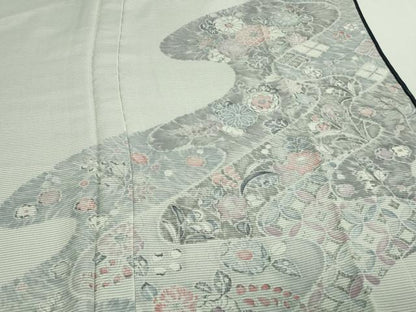 平和屋着物▽訪問着 無双 紗袷 紗×絽 草花文 正絹 逸品 DAAV9871sf