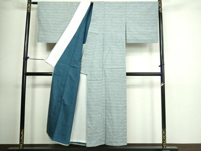 平和屋着物▽上質な小紋 単衣 紬地 花唐草文 正絹 逸品 未使用 DAAV9872sf