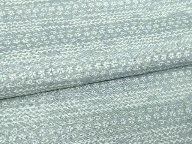 平和屋着物▽上質な小紋 単衣 紬地 花唐草文 正絹 逸品 未使用 DAAV9872sf