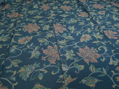 平和屋着物▽上質な紬 単衣 更紗花文 正絹 逸品 DAAV9874sf