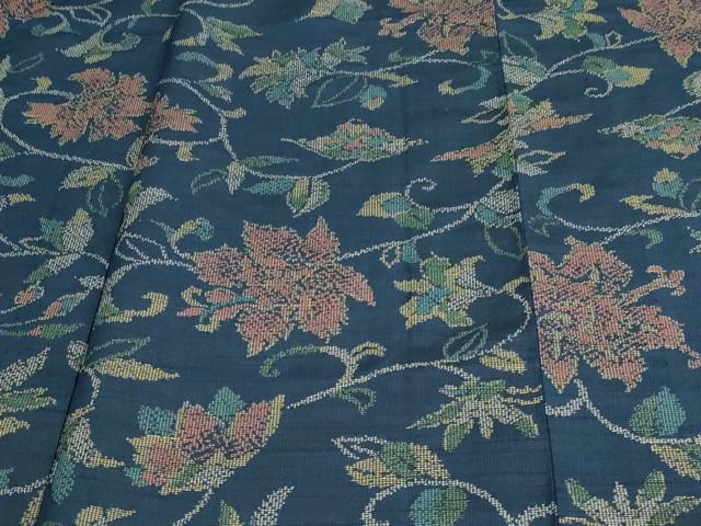 平和屋着物▽上質な紬 単衣 更紗花文 正絹 逸品 DAAV9874sf