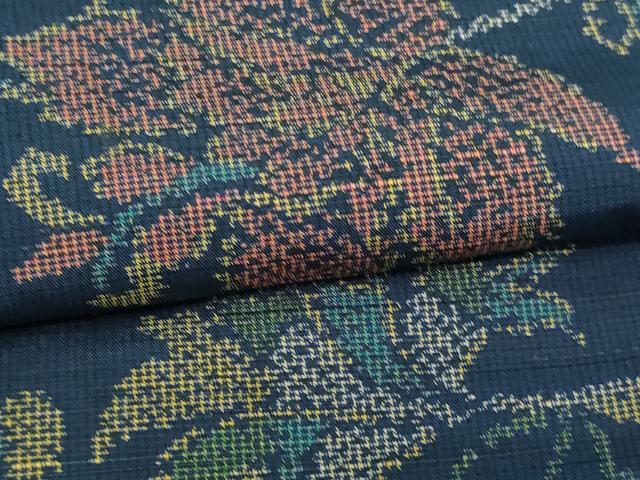 平和屋着物▽上質な紬 単衣 更紗花文 正絹 逸品 DAAV9874sf