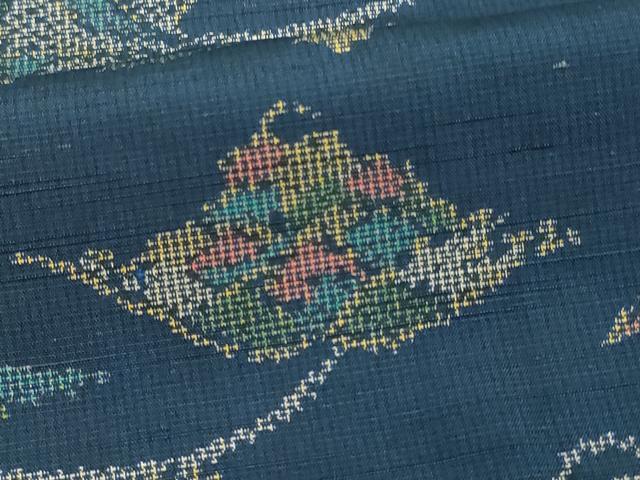 平和屋着物▽上質な紬 単衣 更紗花文 正絹 逸品 DAAV9874sf