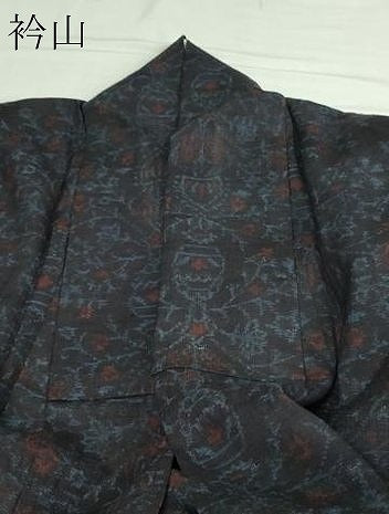 平和屋着物▽結城縮 単衣 洋花文 正絹 逸品 DAAV9876sf