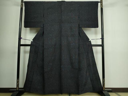 平和屋着物▽結城縮 単衣 洋花文 正絹 逸品 DAAV9876sf