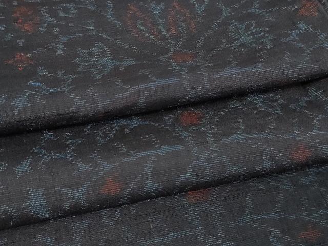平和屋着物▽結城縮 単衣 洋花文 正絹 逸品 DAAV9876sf