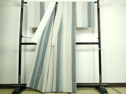平和屋着物▽本場眞錦結城紬織 単衣 間道 証紙付き 正絹 逸品 DAAV9877sf