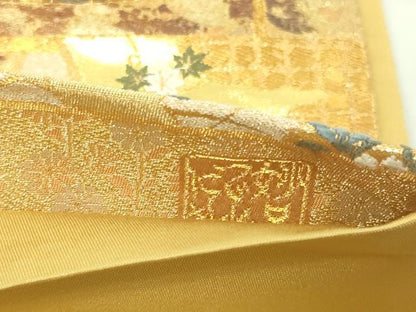 平和屋着物▼六通柄袋帯　唐織　作家物　慶長小袖紋　金糸　正絹　逸品　DAAV9880sf