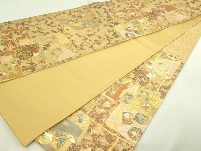 平和屋着物▼六通柄袋帯　唐織　作家物　慶長小袖紋　金糸　正絹　逸品　DAAV9880sf