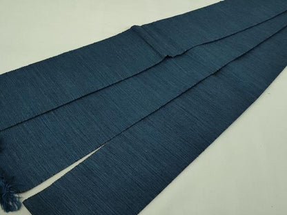平和屋着物●男性　角帯　くれはた織　留紺色　正絹　逸品　DAAV9887sf