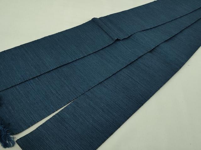 平和屋着物●男性　角帯　くれはた織　留紺色　正絹　逸品　DAAV9887sf