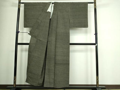 平和屋着物▽上質な紬 単衣 縞 正絹 逸品 DAAV9912sf
