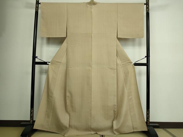 平和屋着物▽上質な紬　単衣　白橡色　正絹　逸品　DAAV9914sf