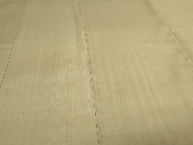 平和屋着物▽上質な紬　単衣　白橡色　正絹　逸品　DAAV9914sf
