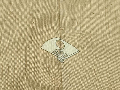 平和屋着物▽上質な紬　単衣　白橡色　正絹　逸品　DAAV9914sf