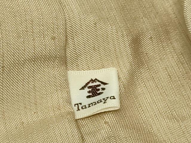 平和屋着物▽上質な紬　単衣　白橡色　正絹　逸品　DAAV9914sf