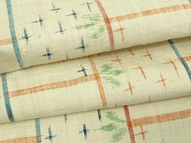 平和屋着物▽上質な紬 単衣 格子 正絹 逸品 未使用 DAAV9916sf