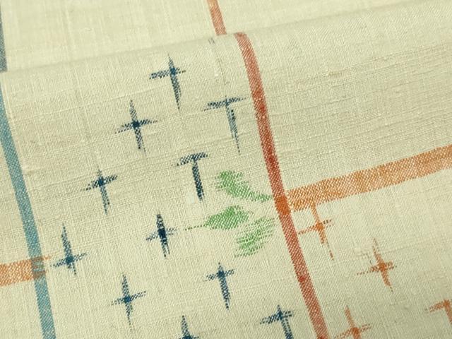 平和屋着物▽上質な紬 単衣 格子 正絹 逸品 未使用 DAAV9916sf