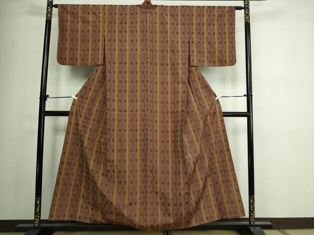 平和屋着物▽日本工芸会正会員　秋山眞和　綾の手紬　手織　本藍染　紬　単衣　花織　間道　正絹　逸品　DAAV9918sf