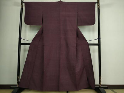 平和屋着物▽結城紬 単衣 似せ紫色 正絹 逸品 DAAV9920sf