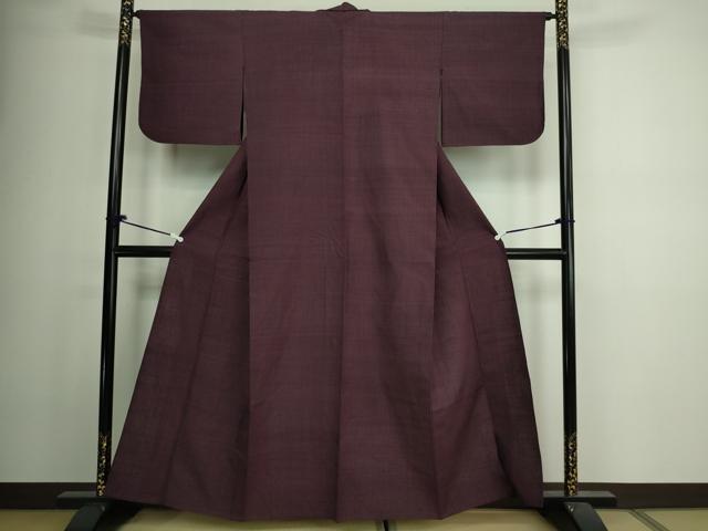 平和屋着物▽結城紬 単衣 似せ紫色 正絹 逸品 DAAV9920sf