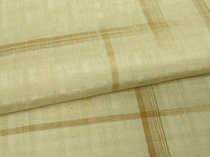 平和屋着物▽上質な紬　単衣　格子　正絹　逸品　DAAV9921sf