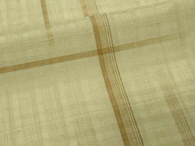 平和屋着物▽上質な紬　単衣　格子　正絹　逸品　DAAV9921sf