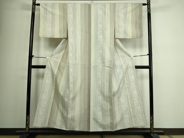 平和屋着物▽結城紬 単衣 80亀甲 草花間道 正絹 逸品 DAAV9922sf
